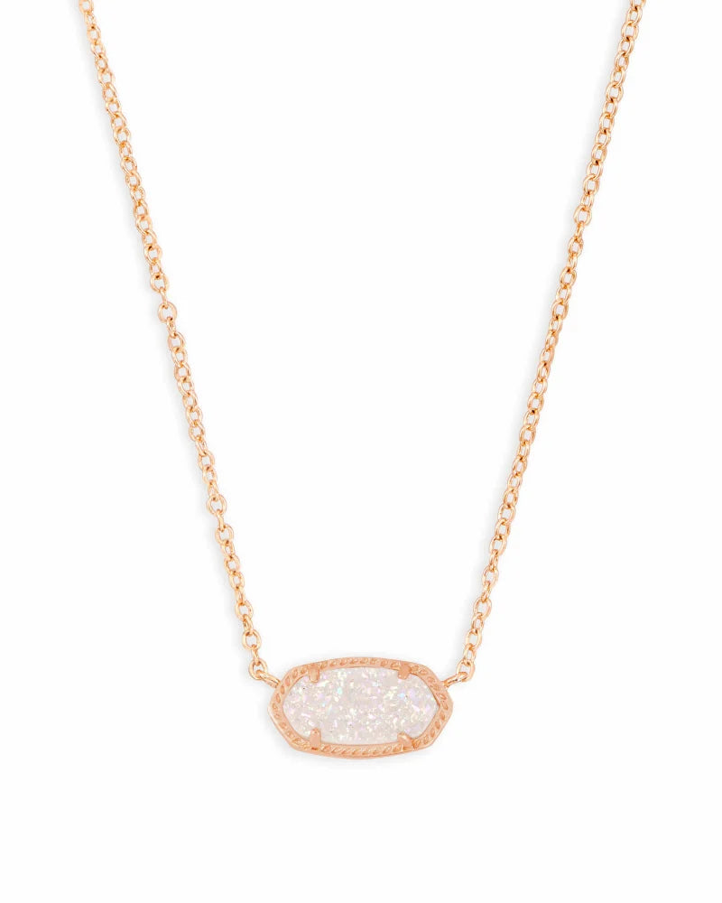 Elisa Rose Gold Pendant Necklace in Rose Gold Drusy