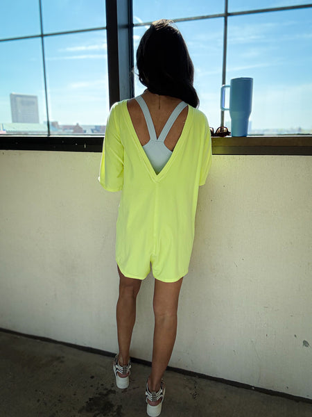 Free People - Hot Shot Tee Romper - SOUR CITRUS