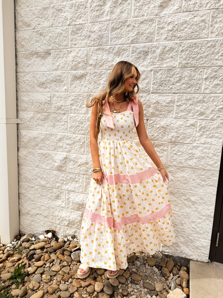 Citrus Blossom Maxi Dress - Orange