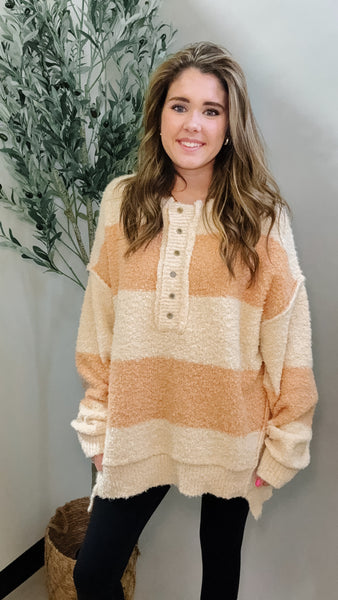 Stripes of Beige Oversized Sweater