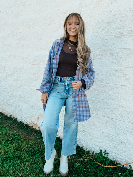 Peri Blue Plaid Perfection Flannel Tunic