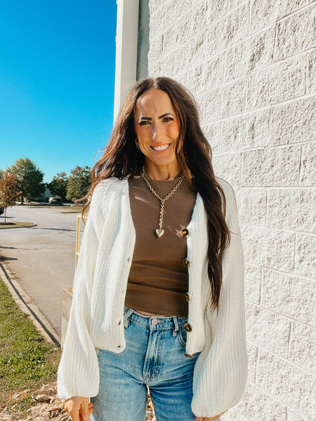 Charming Chunky Knit Cardigan - IVORY