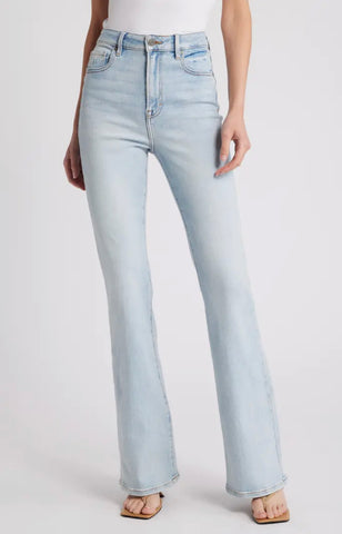 Hidden - Happi 34" Inseam High Rise Flare Jean - Light Wash