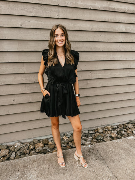 Stealing Attention Pleated Satin Romper