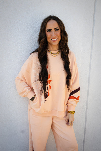 Free People - All Star Buti Logo Pullover - Pastel Peach Sport Mode