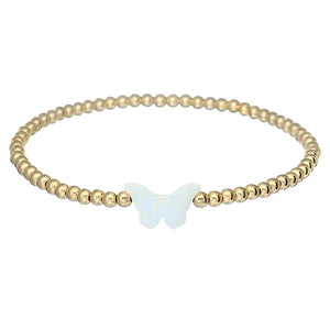 BARA BOHEME - 14K Gold-Filled Bracelet - KIDS BUTTERFLY OPAL BRACELET - WHITE