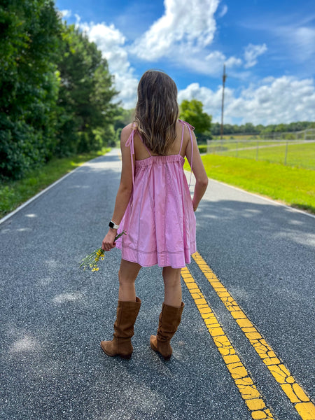 Care Free Tie Lilac Mini Dress