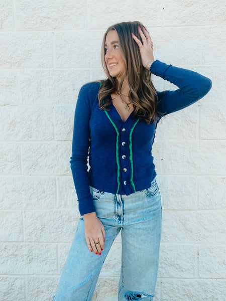 Free People - Tipton Cardi - Indigo Combo