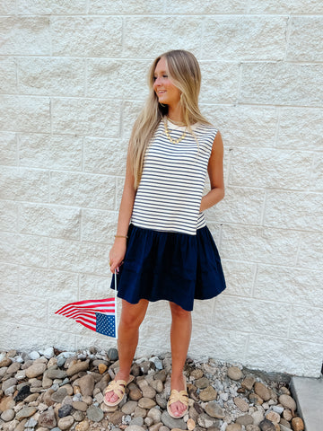 Obsessed With Stripes Navy Dress