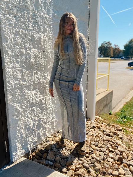 Sleek Serenity Grey Maxi Dress