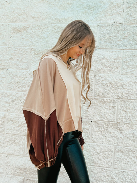 Mocha Melody Color Block Pullover