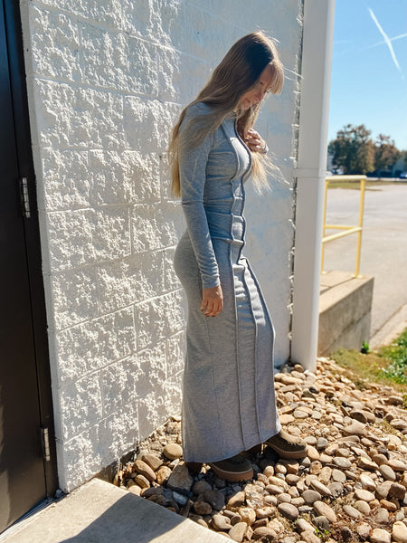 Sleek Serenity Grey Maxi Dress