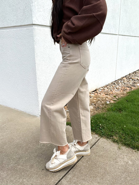 Hidden - Nori Khaki Cropped Wide Leg