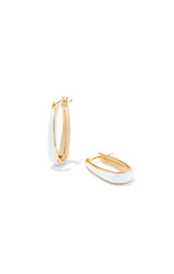 Kendra Scott - Kelsey Gold Hoop Earrings - WHITE ENAMEL