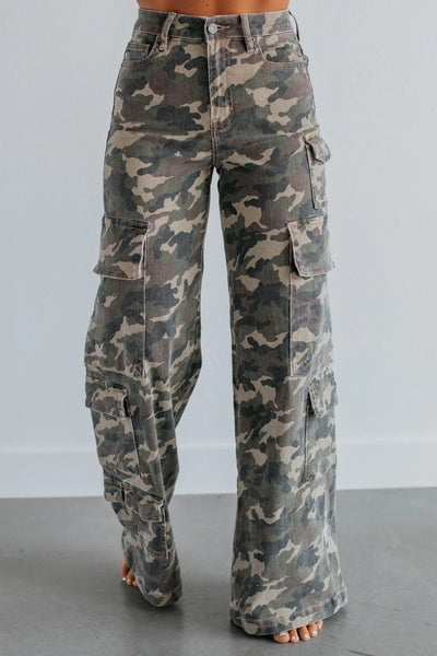 Hidden - Nori Camo Wide Leg Cargo Jeans