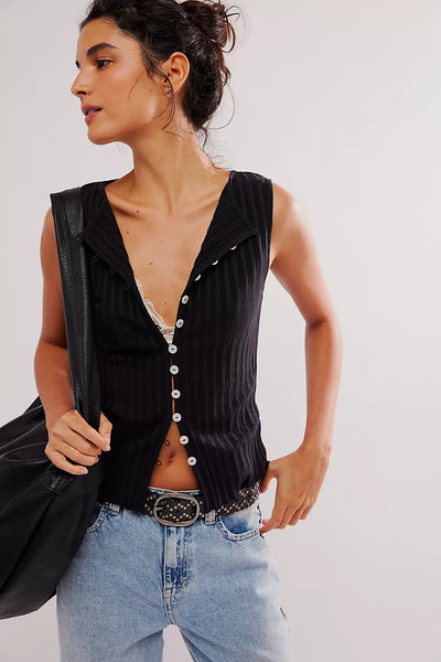 Free People - Tilly Vest - BLACK