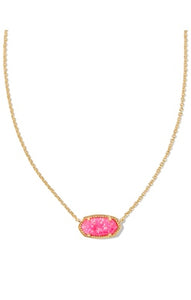 Kendra Scott - Elisa Gold Pendant Necklace - BRIGHT PINK KYOCERA OPAL