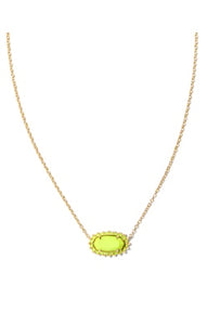 Kendra Scott - Elisa Color Burst Frame Pendant Necklace - CHARTREUSE MAGNESITE