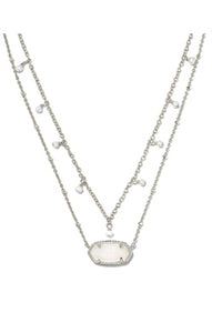 Kendra Scott - Elisa Pearl Multi Strand Necklace - SILVER IRIDESCENT DRUSY