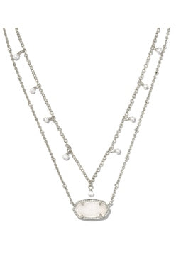 Kendra Scott - Elisa Pearl Multi Strand Necklace - SILVER IRIDESCENT DRUSY