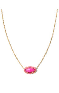 Kendra Scott - Elisa Color Burst Frame Pendant Necklace - NEON PINK MAGNESITE