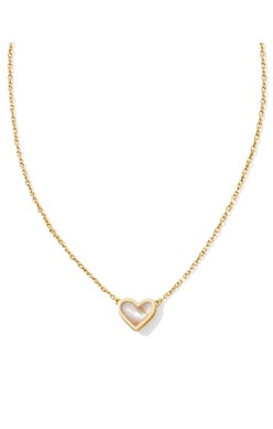 Kendra Scott - Framed Ari Heart Gold Short Pendant Necklace - IRIDESCENT ABALONE