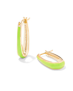 Kendra Scott - Kelsey Gold Hoop Earrings -CHARTREUSE ENAMEL