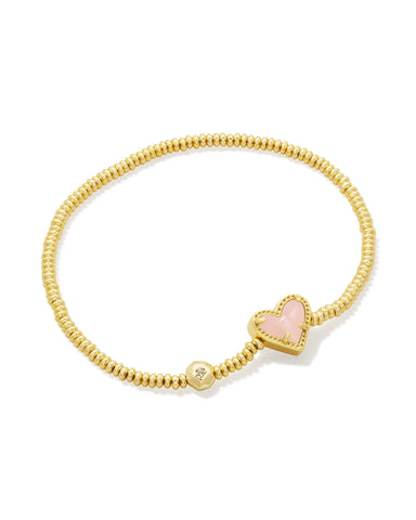 Kendra Scott - Ari Heart Gold Stretch Bracelet - ROSE QUARTZ