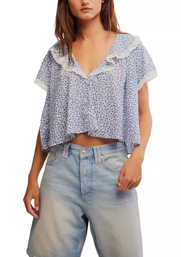 Free People - Truly Yours Printed Blouse - IVORY COMBO - DAISY