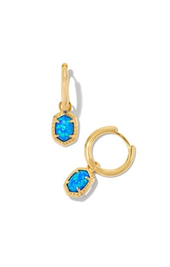 Kendra Scott - Daphne Framed Huggie Earring - BRIGHT BLUE KYOCERA OPAL