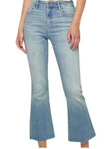 Hidden - Happi Raw Hem Crop Flare - 27" Inseam - Medium Wash