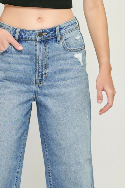 Hidden - Nori Ripped High Waist Wide Leg Dad Jeans