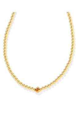 Kendra Scott - Abbie Beaded Gold Necklace - MARBLED AMBER ILLUSION