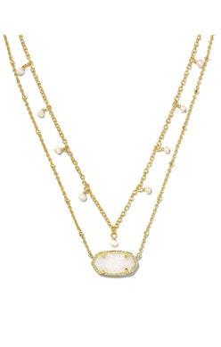 Kendra Scott - Elisa Pearl Multi Strand Necklace - GOLD IRIDESCENT DRUSY