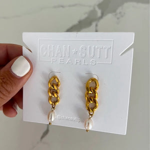 Chansutt Pearls - Chain & Pearl Earrings