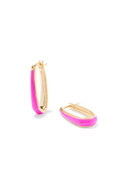 Kendra Scott - Kelsey Gold Hoop Earrings - PINK ENAMEL