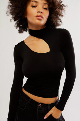 Free People - Cut It Out Seamless Long Sleeve - BLACK