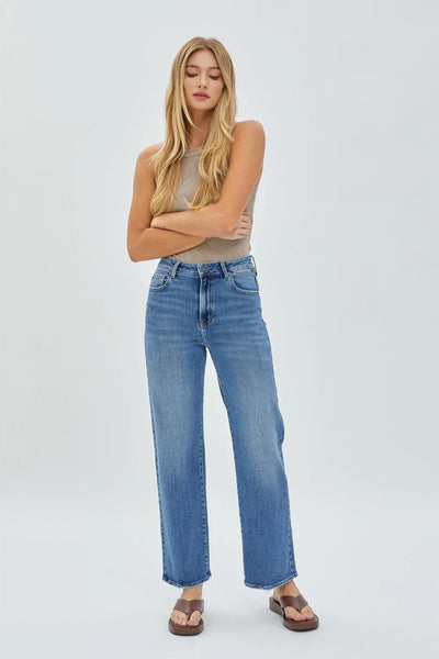 Hidden - Tracey High Rise Straight Leg Jean - MEDIUM DARK