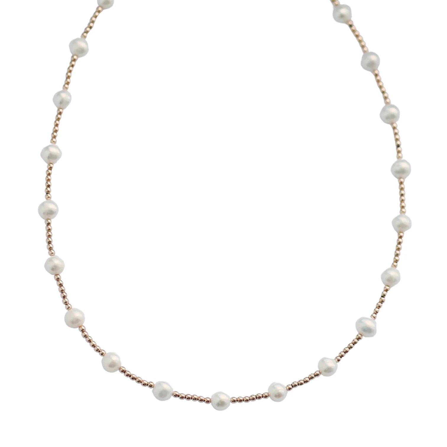 BARA BOHEME - 14K Gold Filled & Pearl Beaded Choker/Necklace - BARA