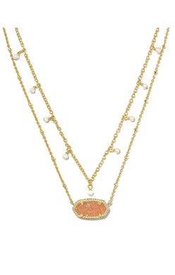 Kendra Scott - Elisa Pearl Multi Strand Necklace - GOLD SAND DRUSY