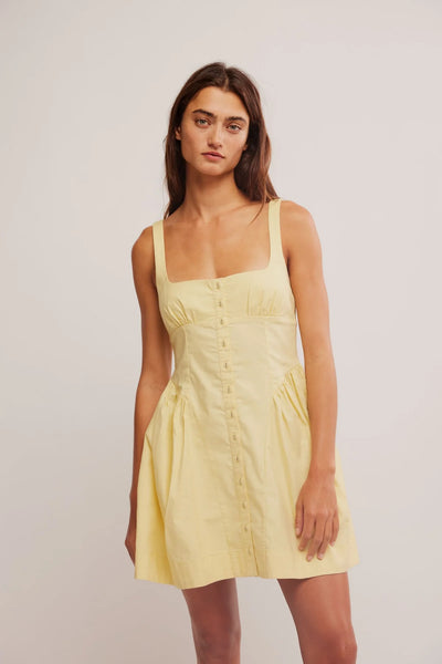 Free People - Astrid Oxford Mini Dress - Banana Cream