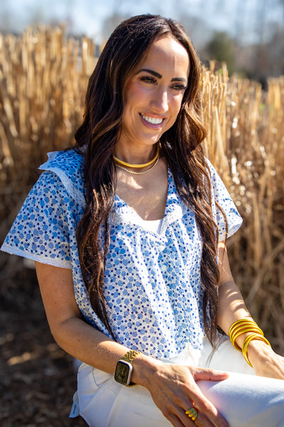 Free People - Truly Yours Printed Blouse - IVORY COMBO - DAISY