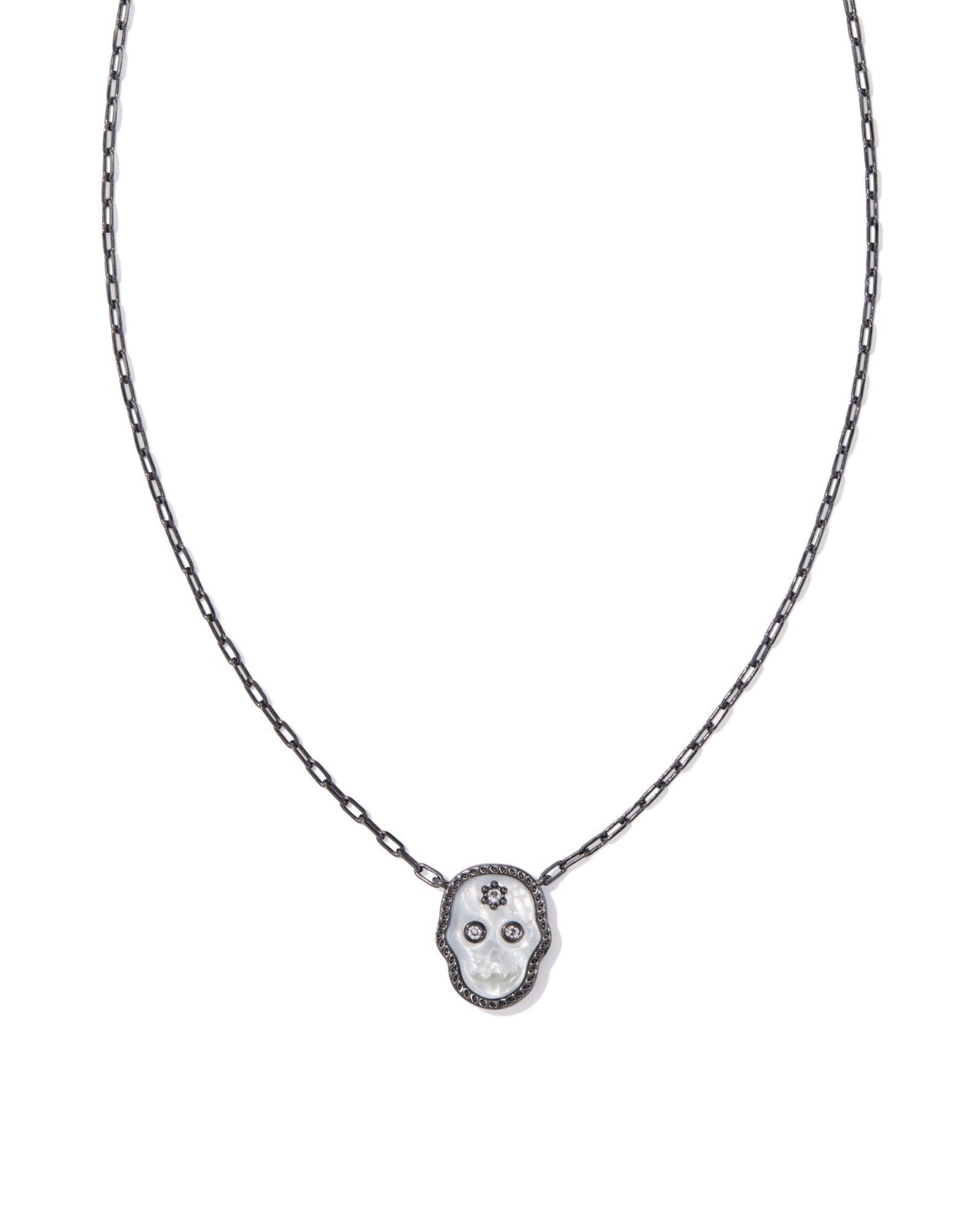 Kendra Scott - Skeleton Short Pendant Necklace - GUNMETAL IVORY MOTHER OF PEARL