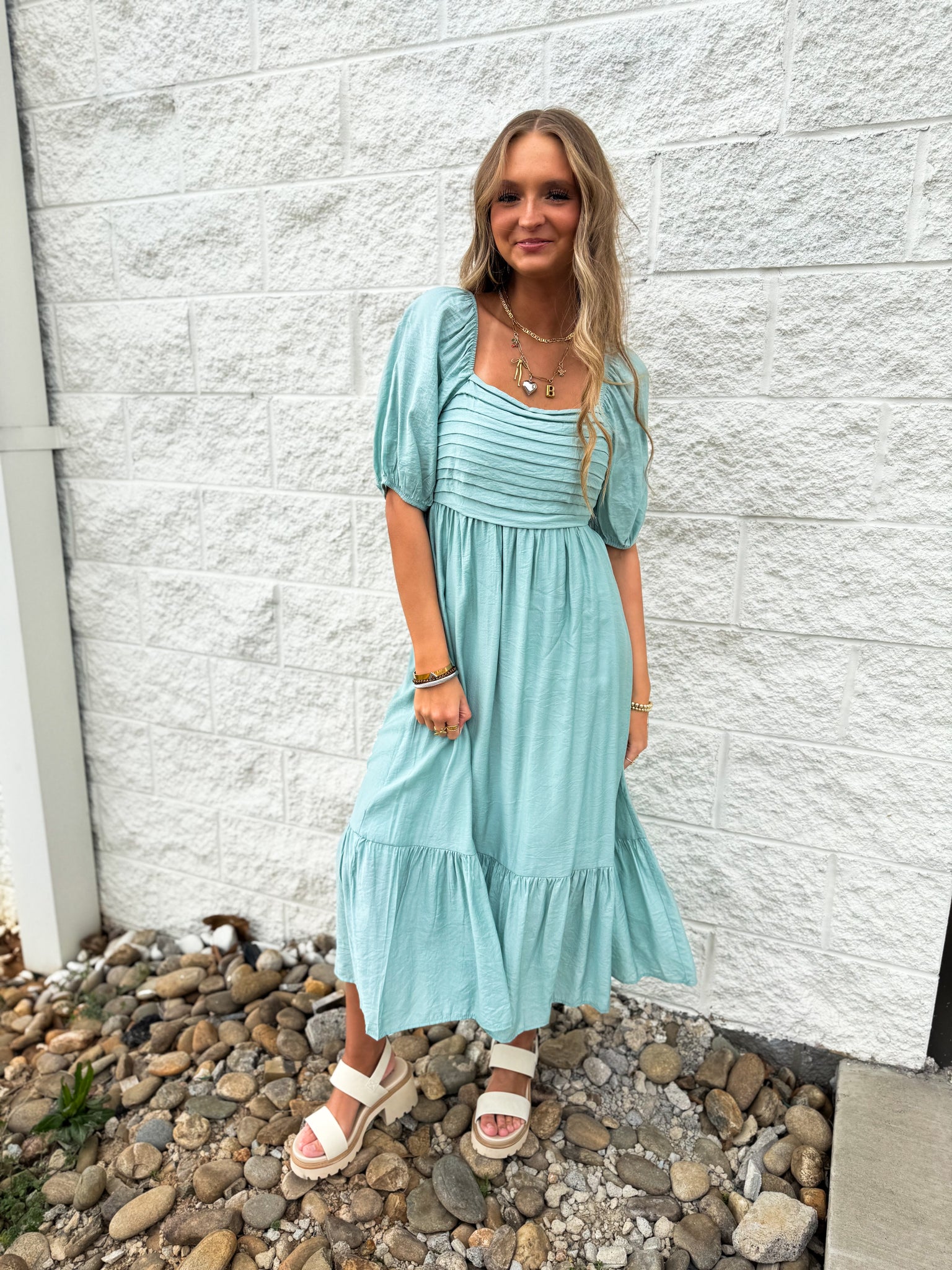 Sea Breeze Midi Dress - MINT