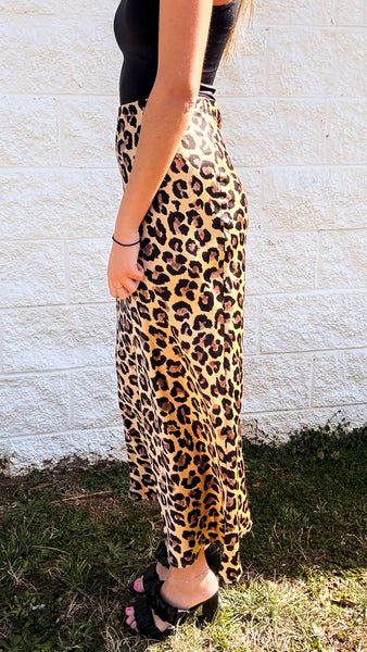 Leopard Legacy Satin Midi Skirt