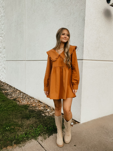 Bronze Belle Peter Pan Collar Mini Dress