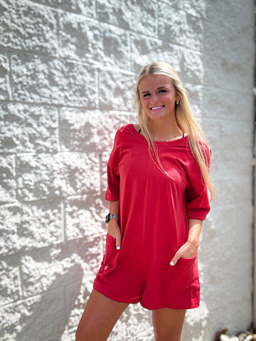 Free People - Hot Shot Tee Romper - WINTERBERRY