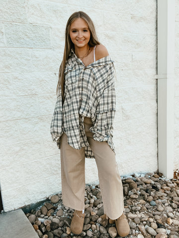 Staying Neutral Plaid Flannel Tunic