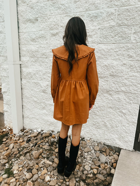 Bronze Belle Peter Pan Collar Mini Dress