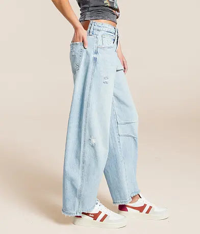 Hidden - SAMMIE - Light Wash 25" Inseam Barrel Jean